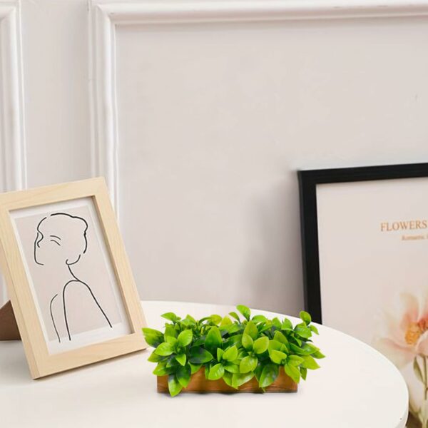 Artificial Bamboo Plant Leaves in Wooden Tray - 11cm x 20cm - Image 5