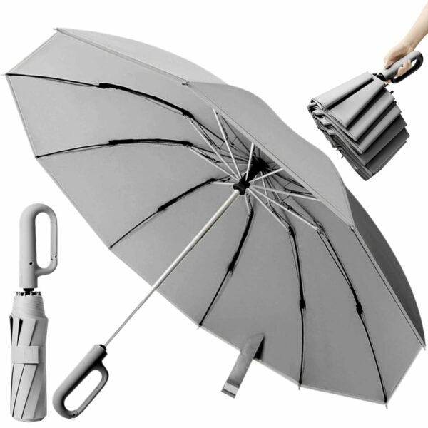 Compact Windproof UV Umbrella - Automatic Open/Close, 42" Canopy