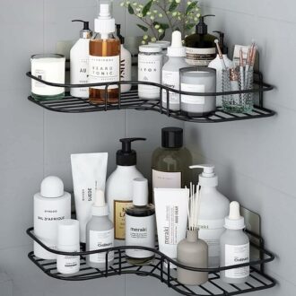 Multipurpose Corner Storage Organizer Rack - No Drilling, Black