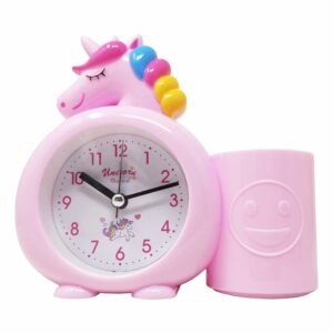 Unicorn Alarm Clock with Pen Holder for Kids - Loud Bell