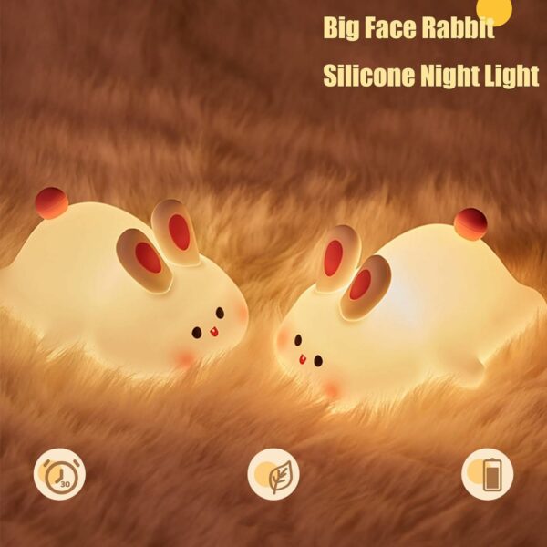 Cute Rabbit Night Light - Touch Silicone LED Lamp for Kids - Image 6