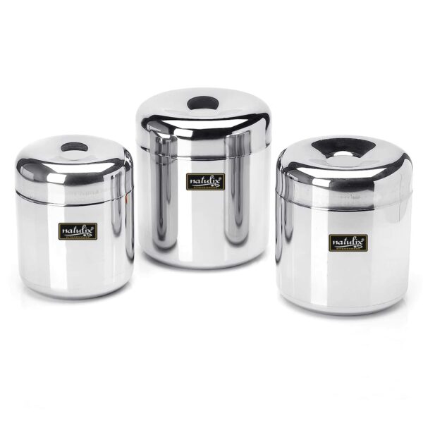 Multipurpose Stainless Steel Canisters Set of 3 - 320ml, 500ml, 650ml