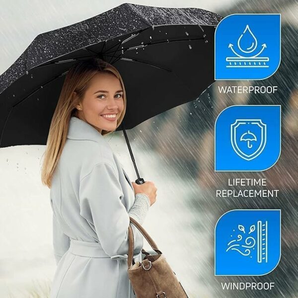 Windproof Auto Open Folding Umbrella for Travel - 43 Inch Canopy - Image 4