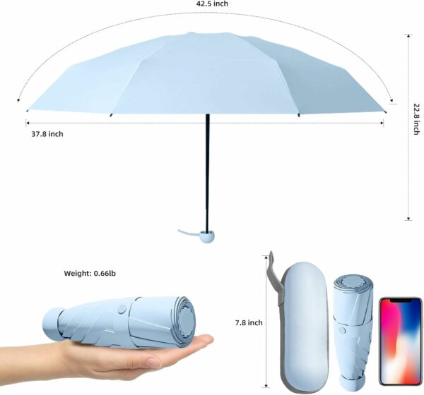 Compact UV Protection Umbrella for Men, Women & Kids - Skyblue - Image 2