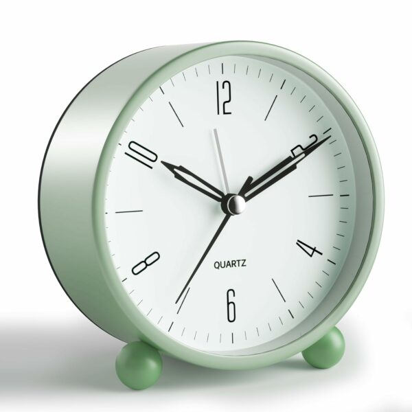 4 Inch Silent Non-Ticking Alarm Clock with Night Light
