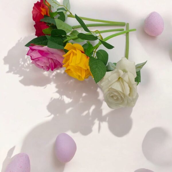 10 Multicolor Artificial Rose Flower Sticks for Home Decor - Image 2