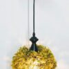 Faux Green Grass Ball Topiary Hanging Pendant Light Set