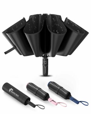Compact Reverse Folding Umbrella - Windproof & UV Protection