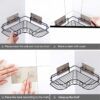 Pack of 2 Self-Adhesive Corner Shelf for Bathroom & Kitchen - No Drilling, Black (8 & 9 Inch)