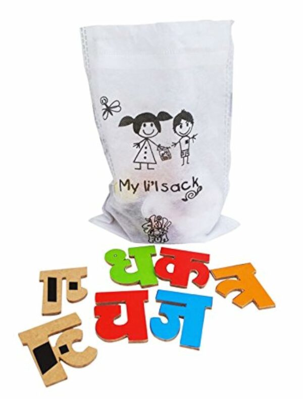 Magnetic Hindi Alphabet Cutouts - Non-Toxic Wooden Letters for Kids