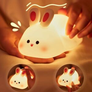 Cute Rabbit Night Light - Touch Silicone LED Lamp for Kids