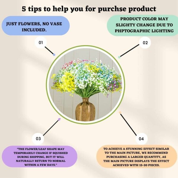 5 Pcs Artificial Baby?s Breath Flowers for Home Decor - Image 3