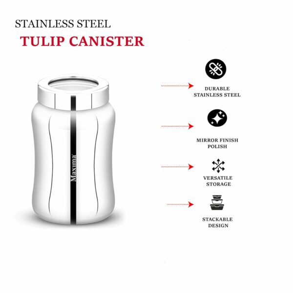 Elegant Stainless Steel Canister for Tea, Coffee & Spices - 900ml - Image 3