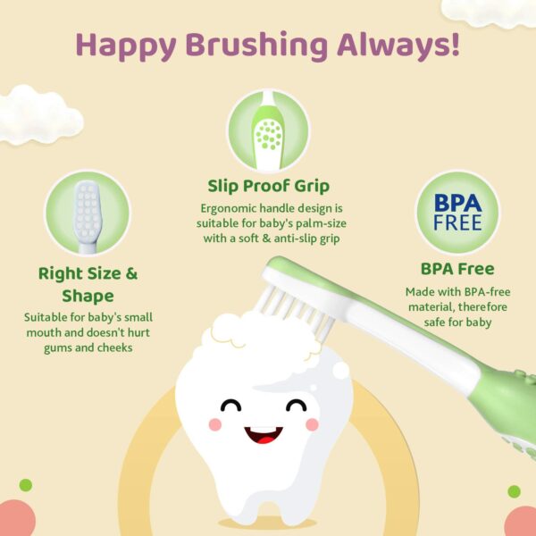 Baby Toothbrush Set of 2 for Infants (6m-36m) - BPA Free - Image 6