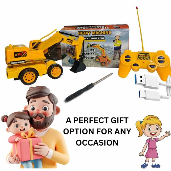 Remote-Controlled JCB Digger Toy for Kids - Realistic Construction Vehicle - Image 5