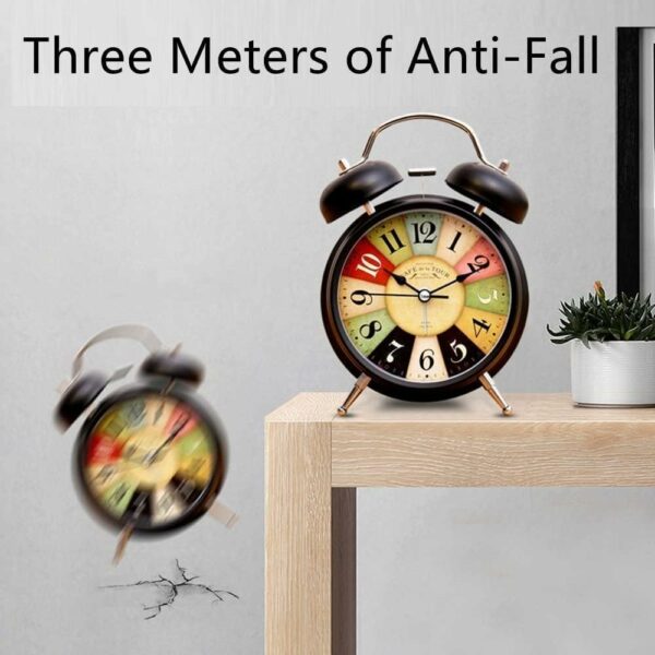 Vintage Twin Bell Alarm Clock with Backlight - Extra Loud & Silent - Image 5