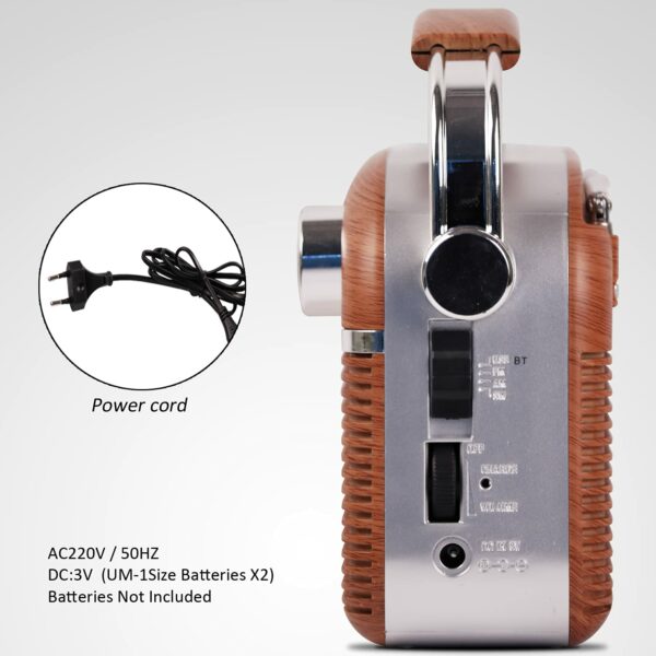 Portable FM Radio with Bluetooth, USB & SD Slot - 3 Band - Image 5