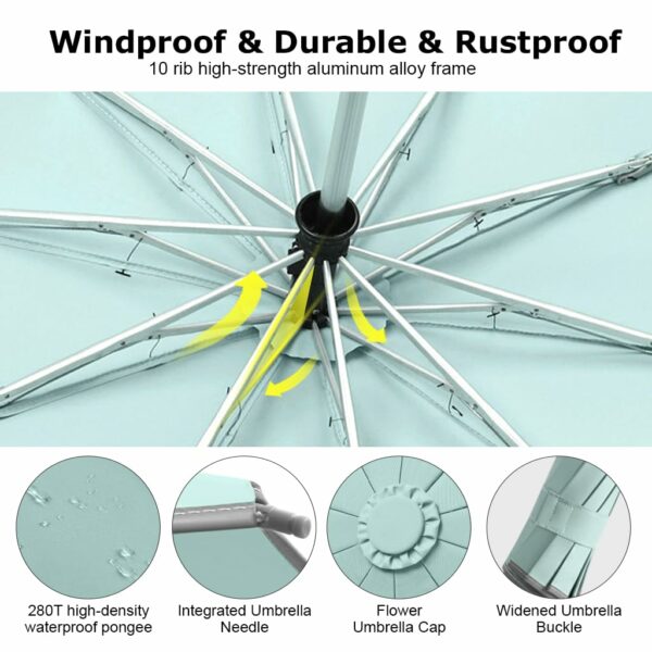 Large 50'' Windproof Travel Umbrella with Reflective Strap - Image 5