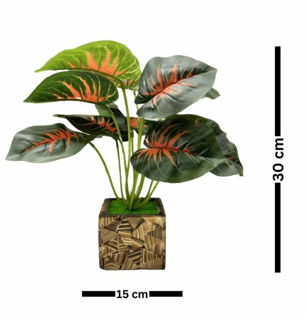 Small Artificial Silk Plants in Wooden Pot for Home & Office - Image 2