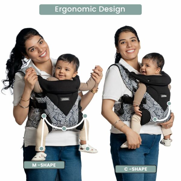 Ergonomic Monochrome Baby Carrier - Adjustable & Durable - Image 2