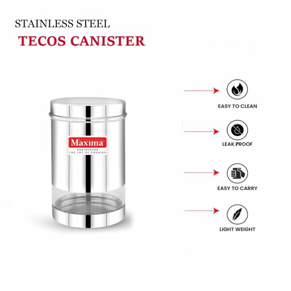 Stainless Steel Canister Set - Airtight Kitchen Storage for Tea, Coffee, Spices - 1200Ml, Set of 2 - Image 4