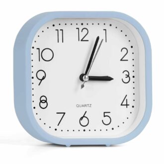 Analog Alarm Clock - Lightweight Battery Powered Table Clock for Heavy Sleepers - Blue Plastic
