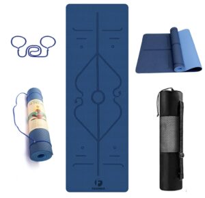 6mm Thick TPE Yoga Mat with Carry Bag & Strap - Blue