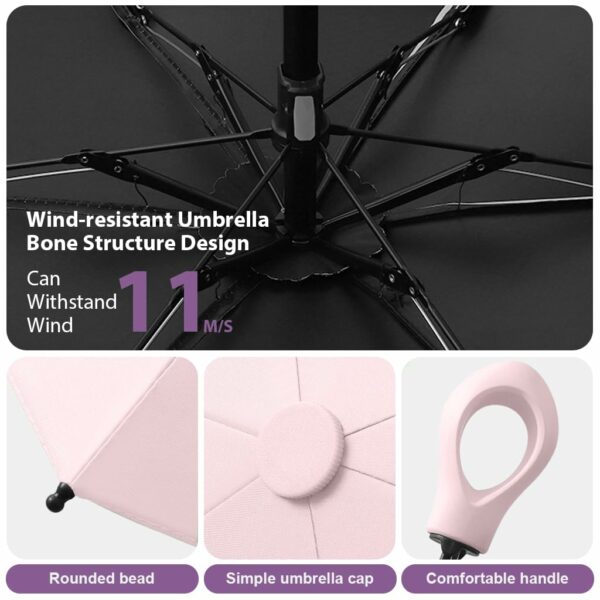 UPF 50+ Travel Umbrella with Lightweight Design & Unique Handle - Image 4