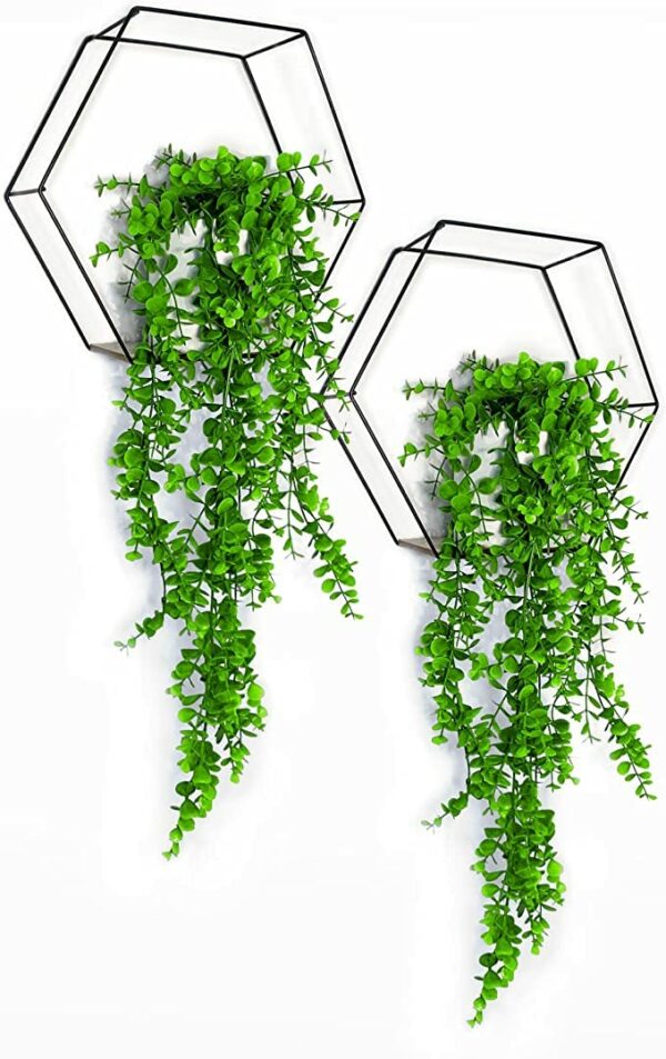 Set of 2 Eucalyptus Style Hanging Artificial Plants - Indoor Decor - Image 3