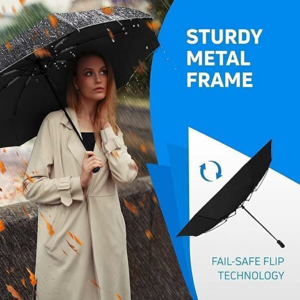Windproof Auto Open Folding Umbrella for Travel - 43 Inch Canopy - Image 5