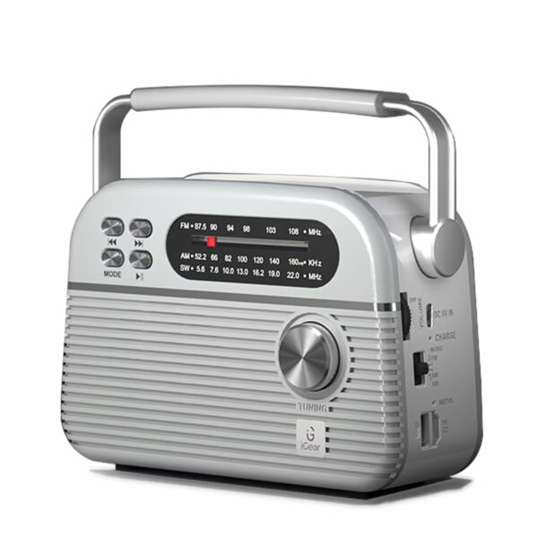 Retro Solar-Powered MP3 Player & 3-Band Radio with Bluetooth