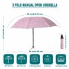 Compact 3-Fold Manual Umbrella for Rain & Sun Protection