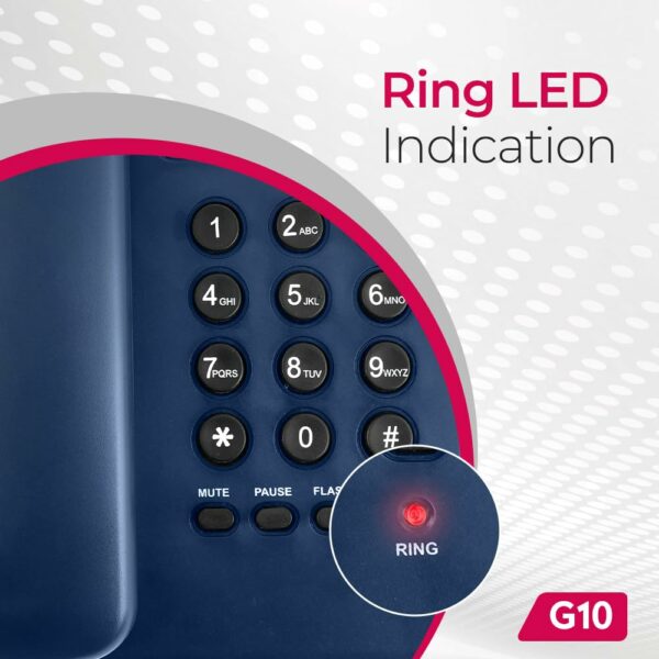 Beetel G10 Corded Landline Phone with Ringer LED & Volume Control - Image 2