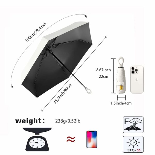 Compact Mini Travel Umbrella with Ring Handle - UV Protection - Image 2
