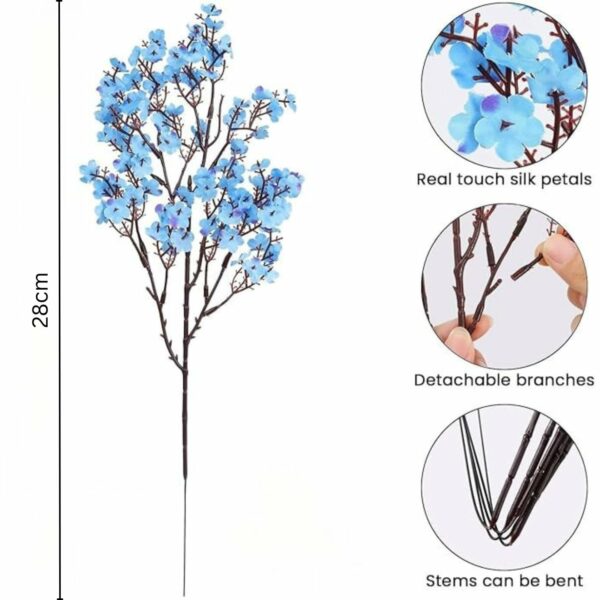 Artificial Baby's Breath Gypsophila Flower Bunch - Blue, Perfect for Weddings & Home Decor - Image 3