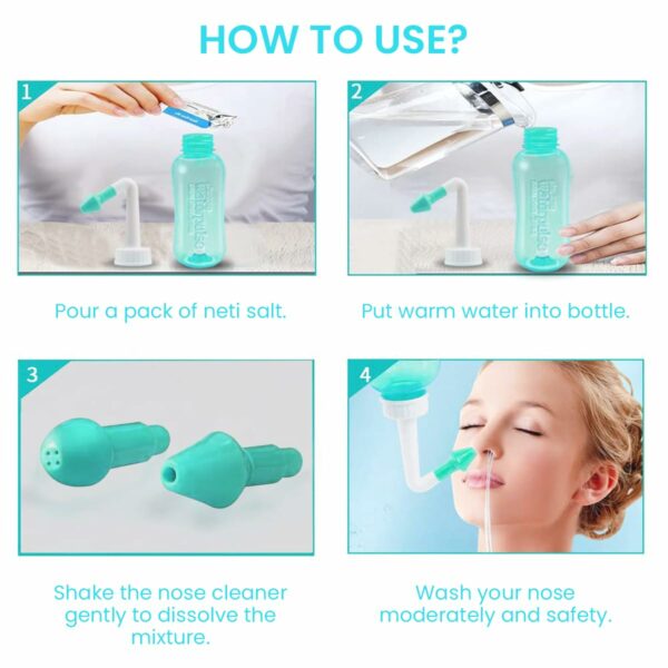 300ML Sinus Rinse Bottle for Adults & Kids - Nasal Irrigation with 2 Nozzles - Image 2