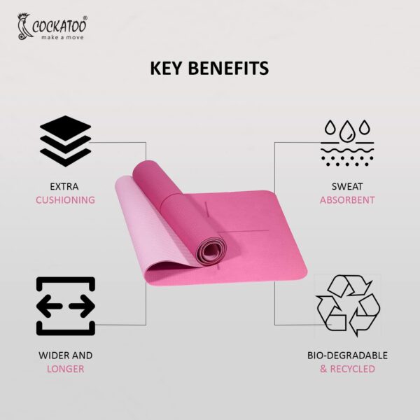 Premium 6 MM Non-Slip TPE Yoga Mat with Carry Bag - 183CM x 61CM - Image 4