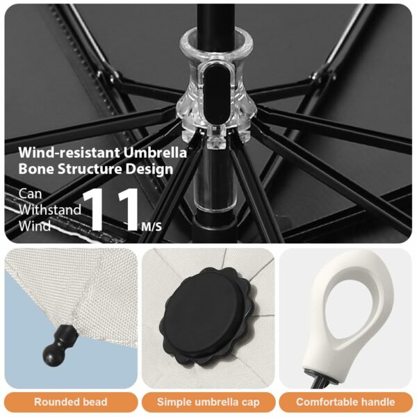 Lightweight UPF 50+ Travel Umbrella with Rubberized Handle - Image 5