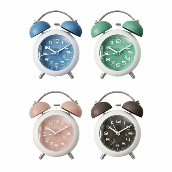 Vintage Twin Bell Alarm Clock with Night LED Display - Pink - Image 5