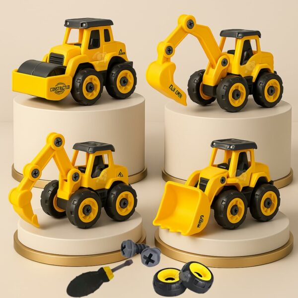 DIY Construction Car Toy Set for Kids - 4 Vehicles, STEM Learning