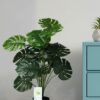 Artificial Monstera Plant with Black Pot - 63.5 cm Tall