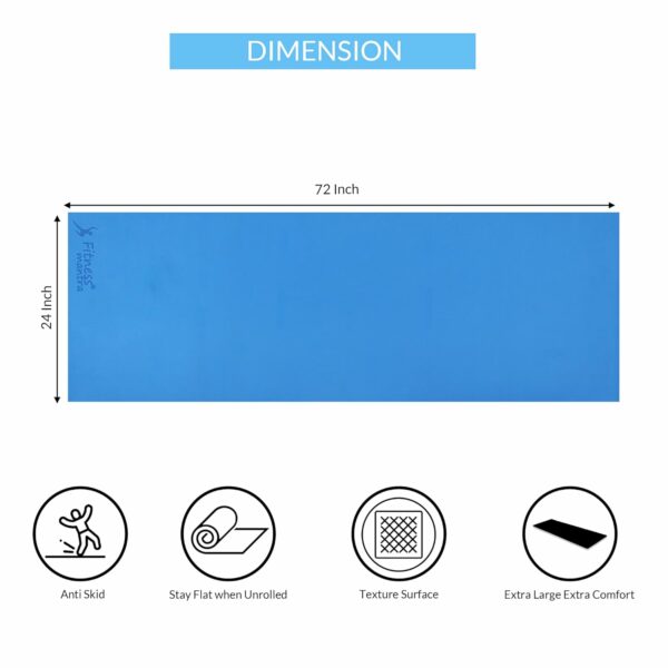 Eco-Friendly 4mm Anti-Slip Yoga Mat with Carrying Strap - Blue - Image 4