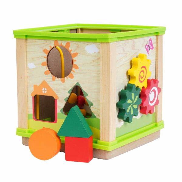5-in-1 Wooden Activity Cube for Kids - Learning & Play - Image 4