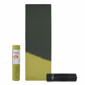 8mm Eco-Friendly Anti-Slip Yoga Mat with Carry Bag - Army + Lemon
