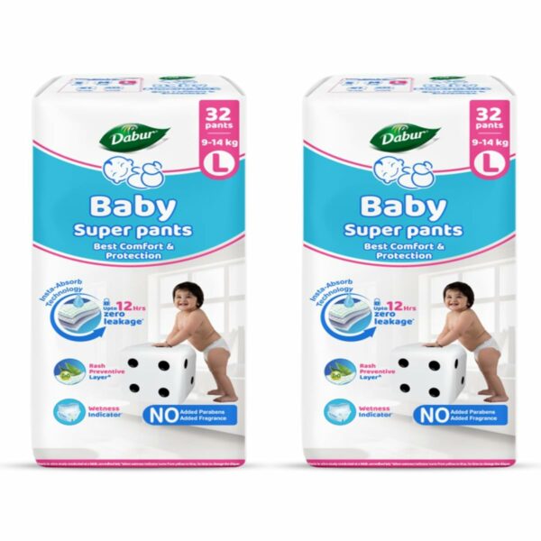 DABUR Baby Super Pants Large 32 Pack - Natural Skin Care