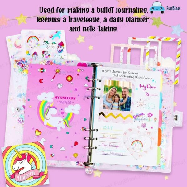 DIY Unicorn Diary for Girls - 13 in 1 Craft Kit, 40 Pages - Image 3