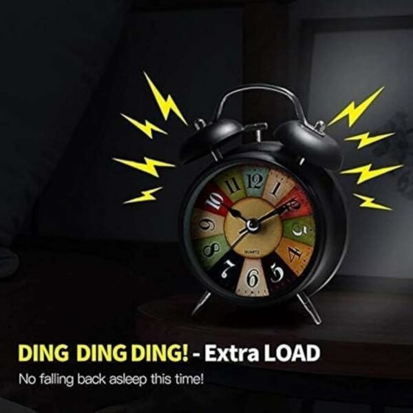 Retro Twin Bell Alarm Clock with Backlight for Heavy Sleepers - Image 2