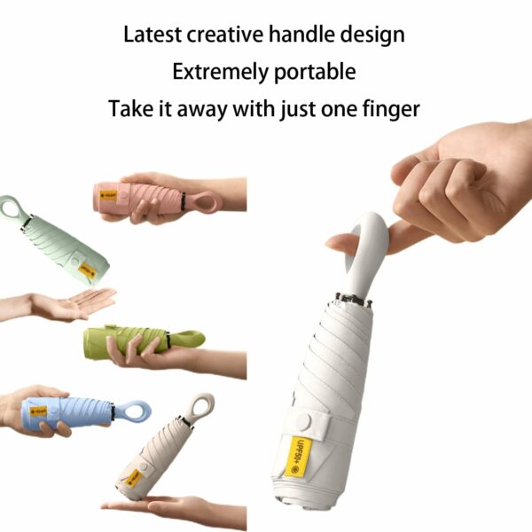 Compact Mini Travel Umbrella with Ring Handle - UV Protection - Image 3