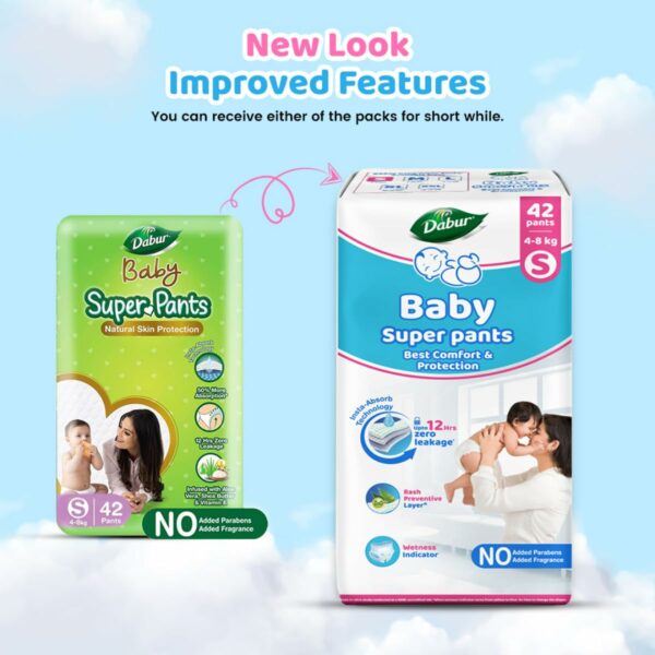 Dabur Baby Super Pants Small 42 Pack - Natural Skin Protection Diapers - Image 2