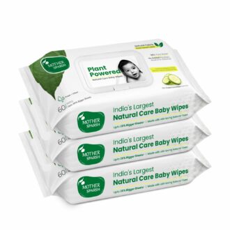 Natural Baby Wet Wipes - Plant-Based, Cucumber Extract, 60 Pcs (Pack of 3)
